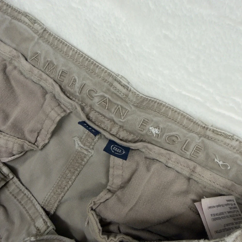 American Eagle Cargo Pants Mens 29x34 Khaki Cotton Distressed Y2k Grunge